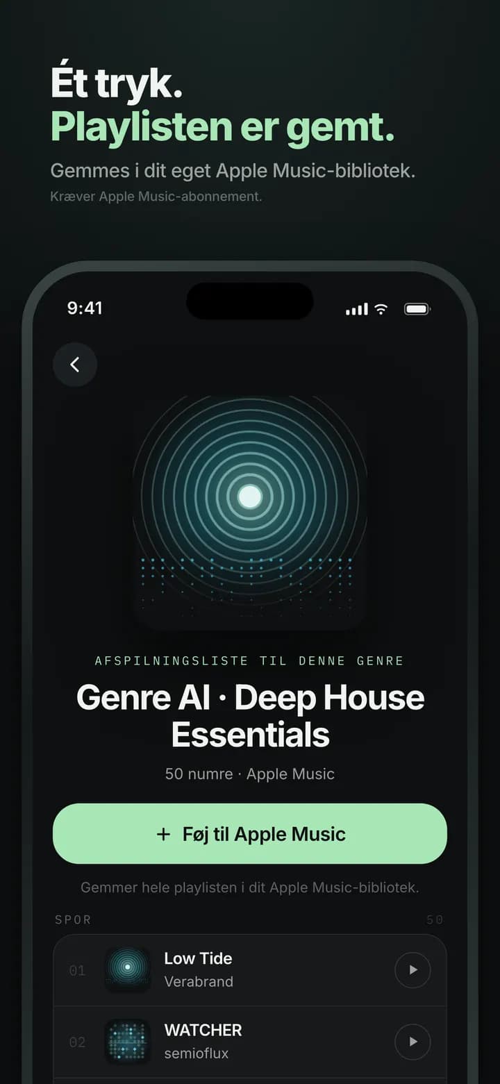 Genre AI — Genrens playliste direkte i Apple Music