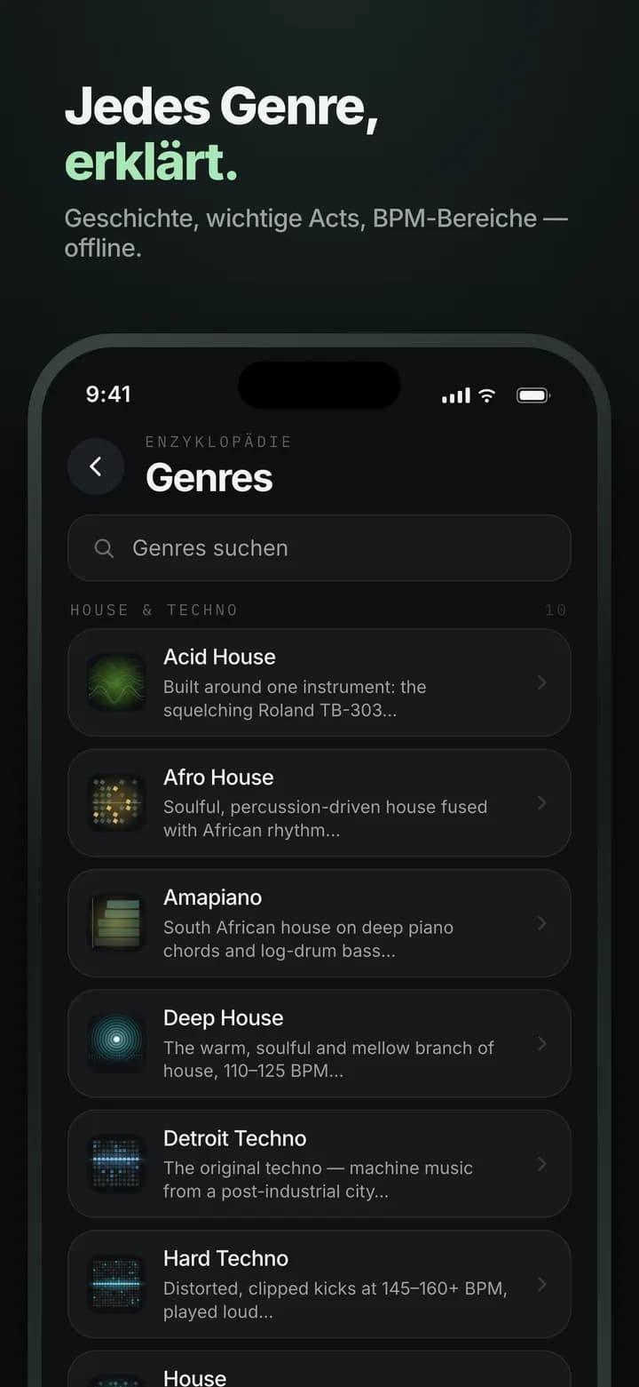 Genre AI — Jedes Genre erklärt — auch offline