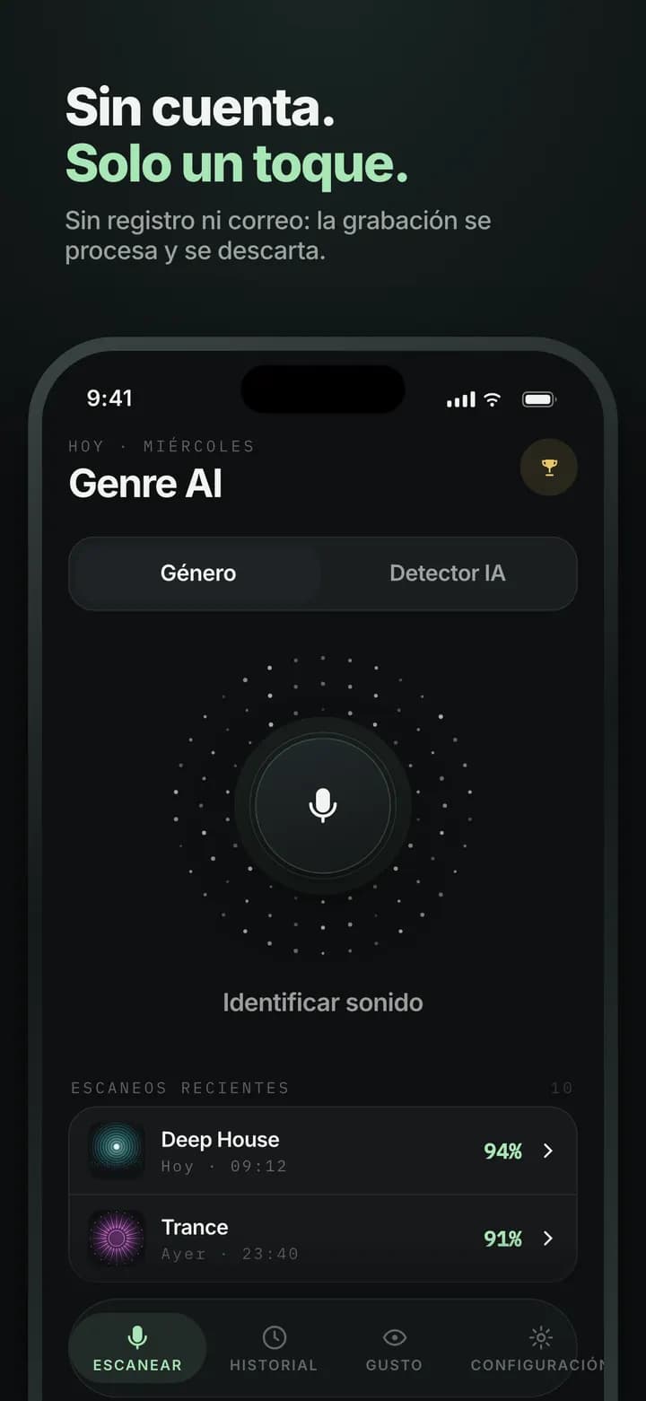 Genre AI — Sin cuenta ni correo — solo toca