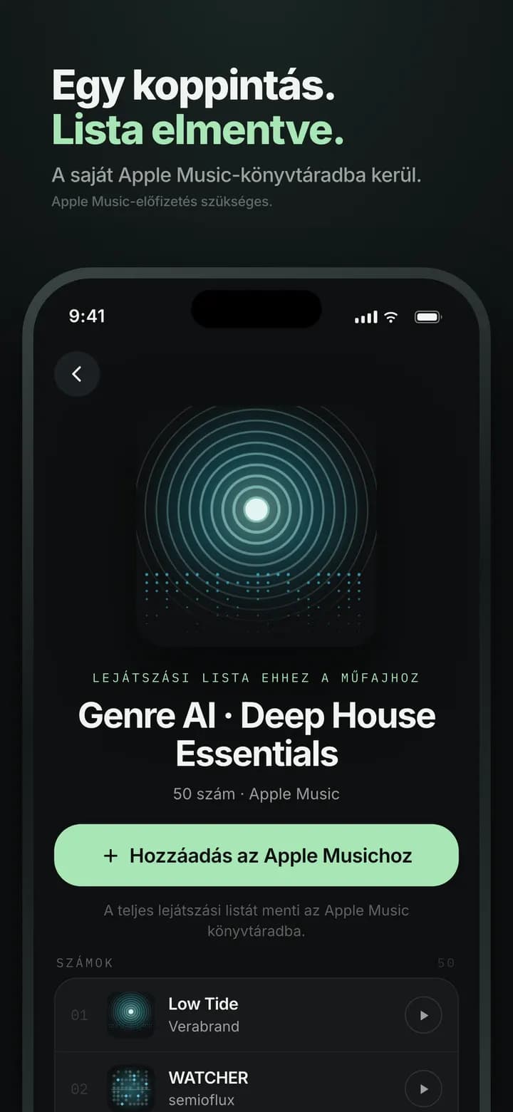 Genre AI — A műfaj lejátszási listája egyből az Apple Musicban