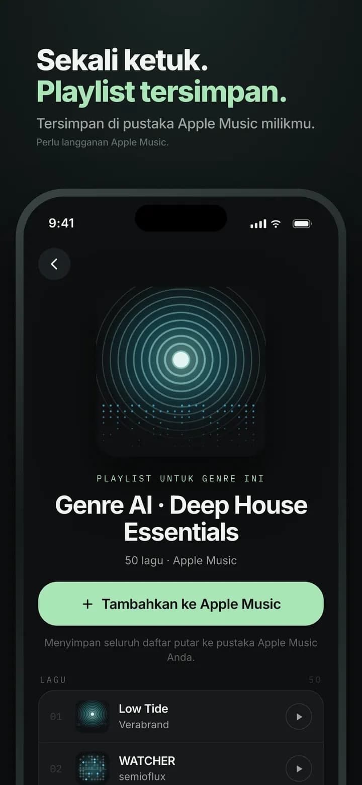 Genre AI — Playlist genre langsung ke Apple Music