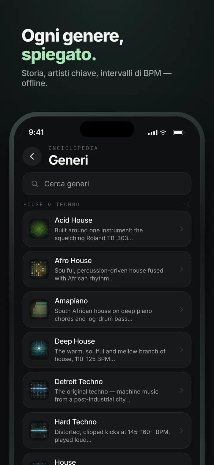 Genre AI — Ogni genere spiegato — anche offline