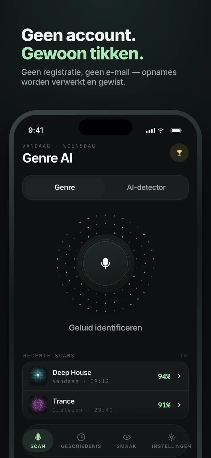 Genre AI — Geen account, geen e-mail — gewoon tikken