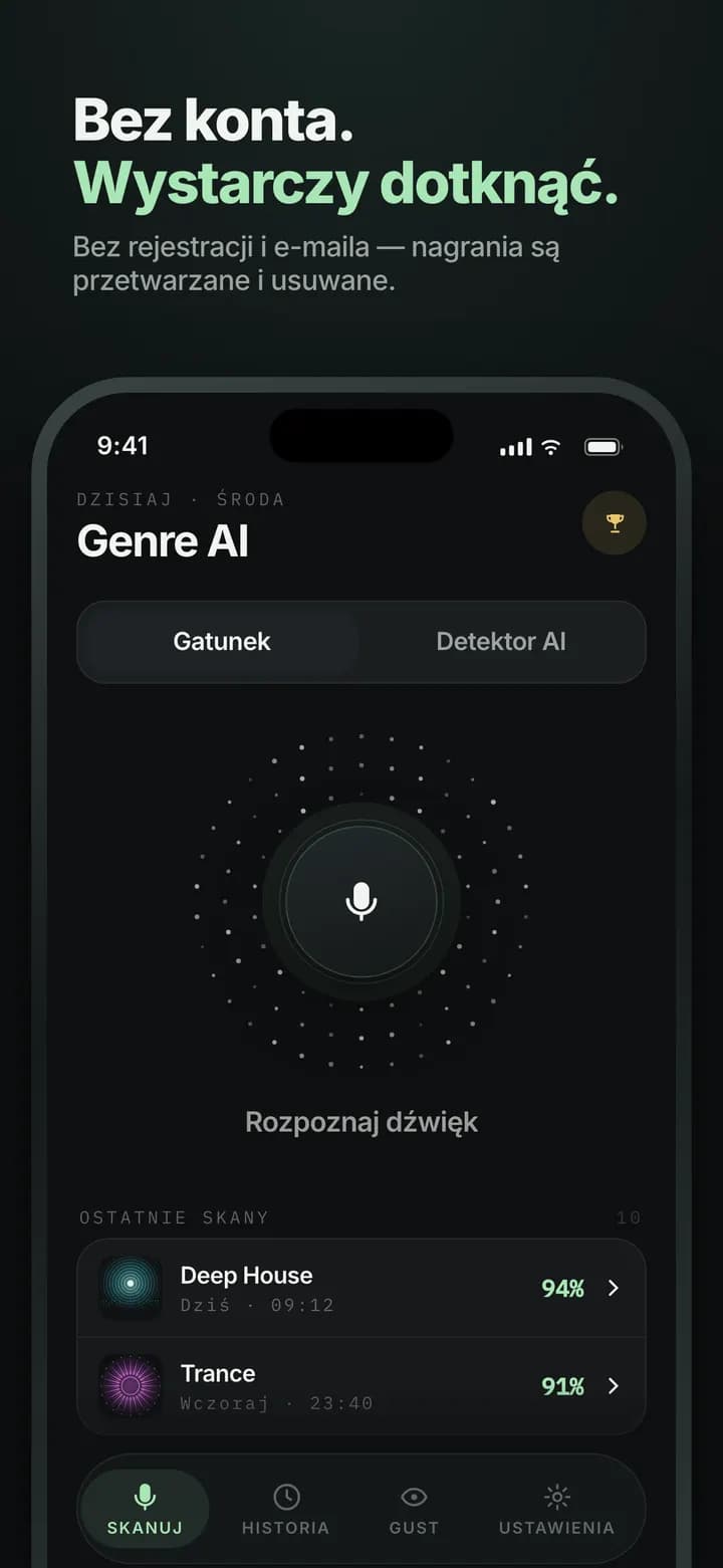 Genre AI — Bez konta i e-maila — po prostu dotknij