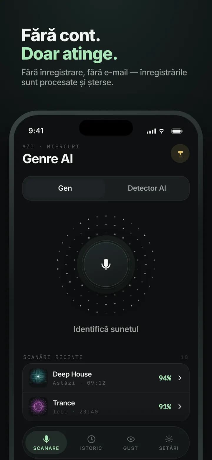 Genre AI — Fără cont, fără e-mail — doar atinge
