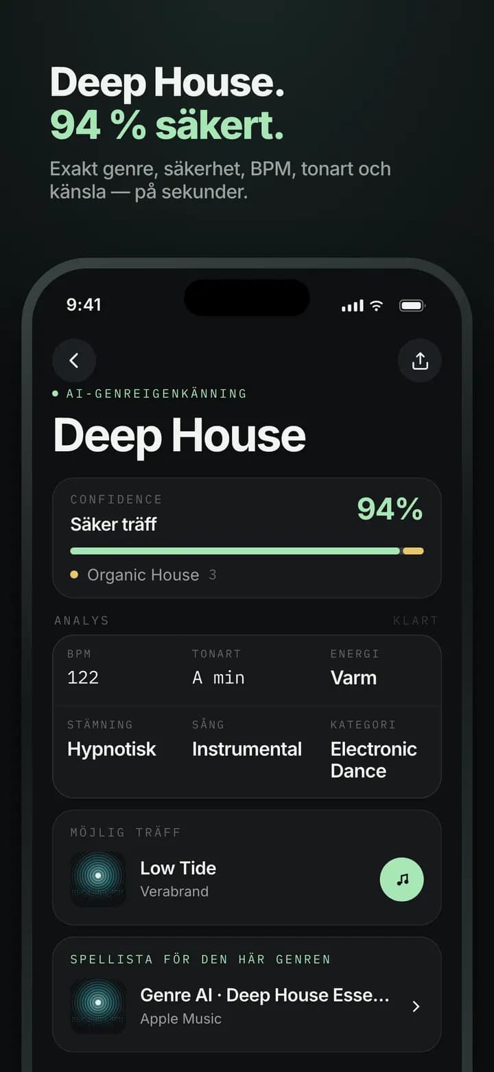 Genre AI — Full uppdelning — genre, sub, säkerhet