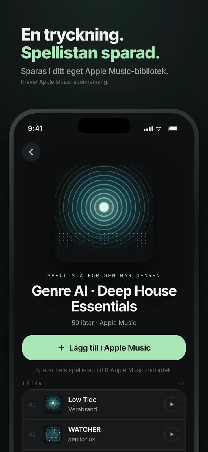 Genre AI — Genrens spellista direkt i Apple Music